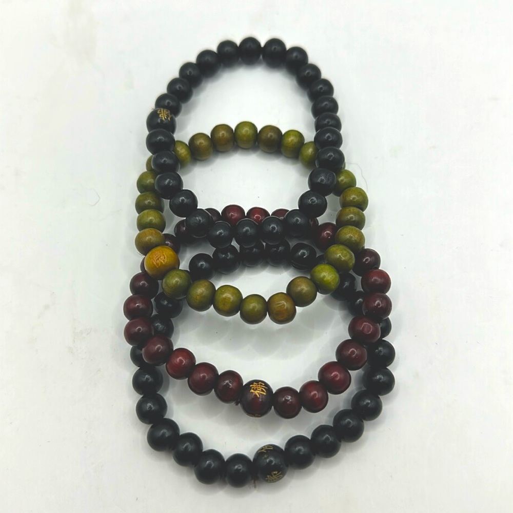 Set of wooden Buddha bracelets